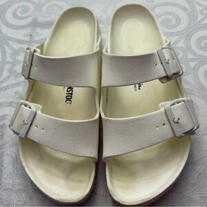 Birkenstock White Arizona EVA Beach Pool Slides Sandals 2 Buckle Woman 7 | Man 5